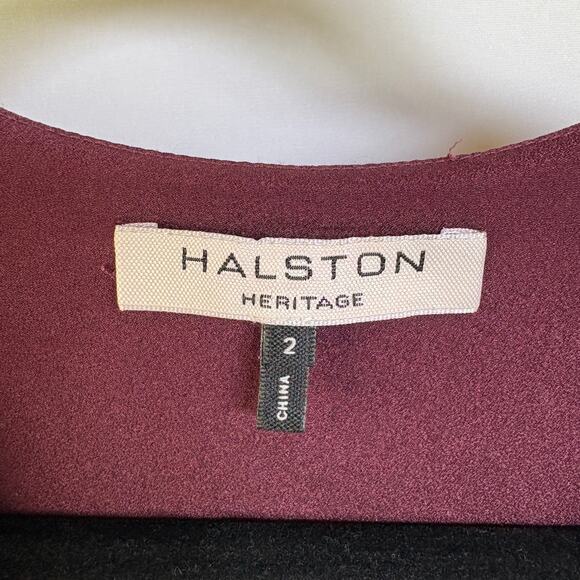 Halston Heritage Wine Red Flare Sleeve V-Neck Babydoll Mini Dress Size 2 - Picture 5 of 9